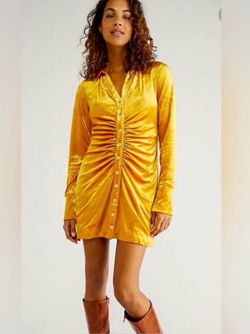 Free People Shayla Yellow Mini Dress